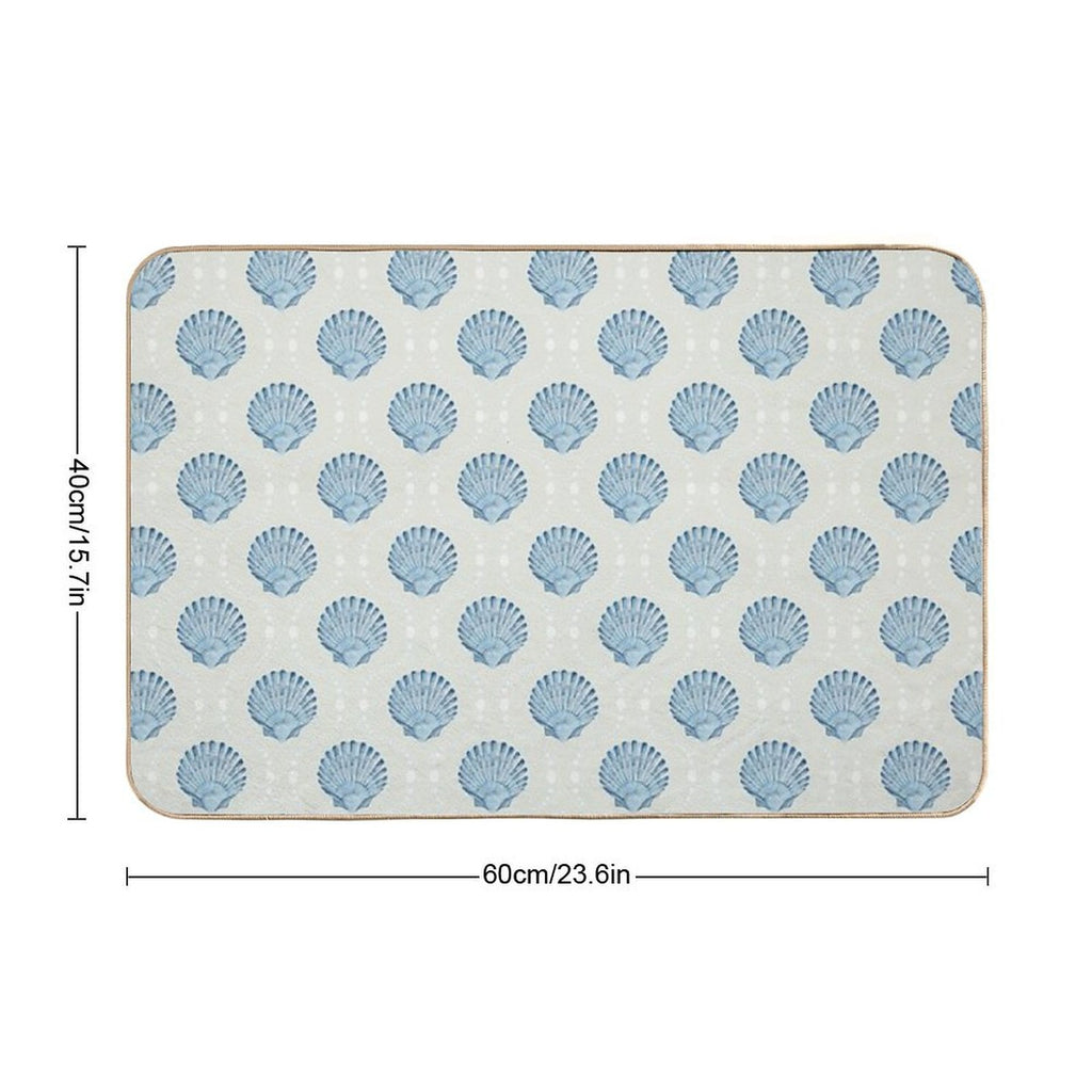 Scallops And Spots Neutral And Blue  Toxin-Free Bath Mat