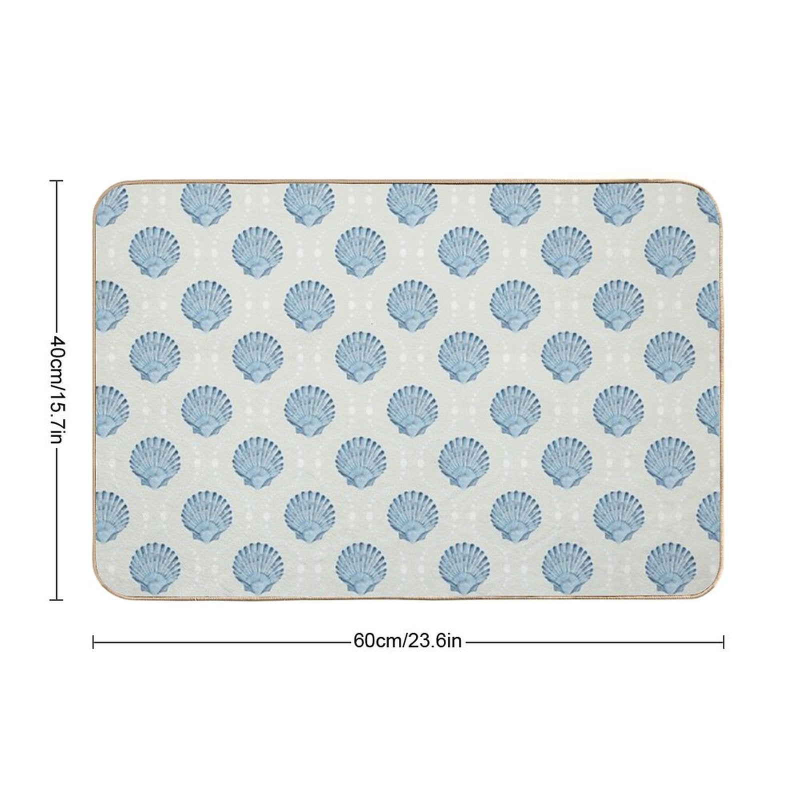 Scallops And Spots Neutral And Blue  Toxin-Free Bath Mat