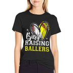 Busy Raising Ballers Heart Softball Baseball Mom  Lightweight T-Shirt