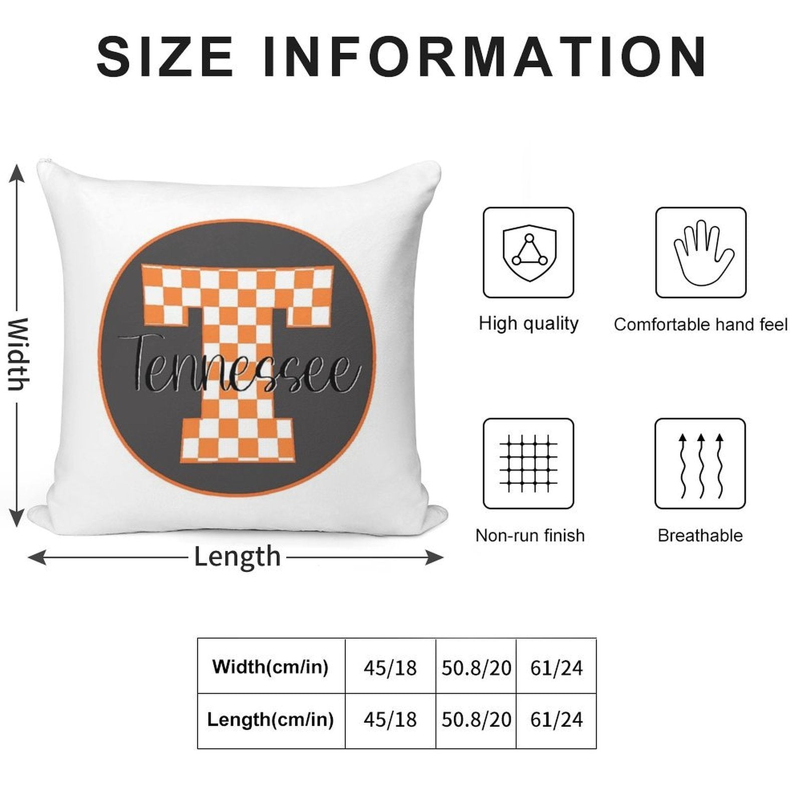Checked T - Tennessee Soft Decorative Cover Throw Pillow