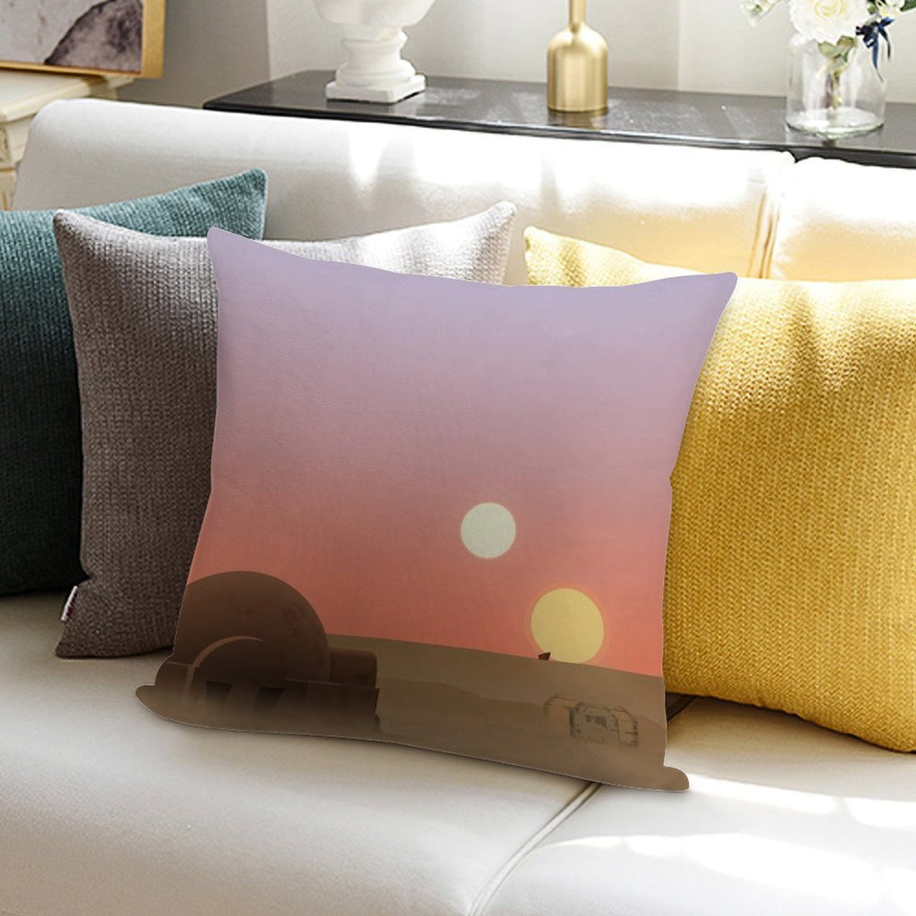 Tatooine Sunset Soft Hidden Zipper Throw Pillow
