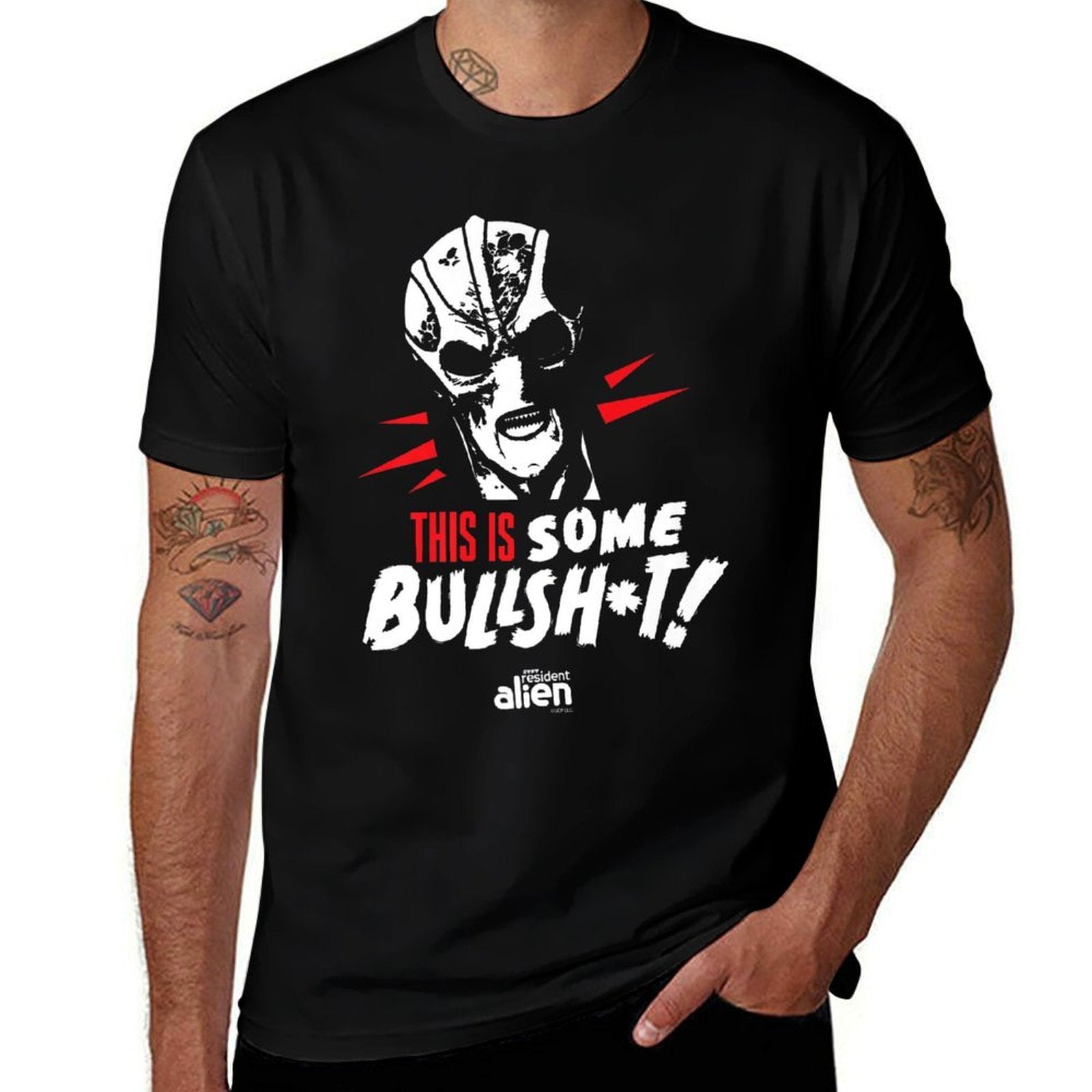 NBC Resident Alien This Is Some Bullshit - Officially Licensed Premium, Small, Black  Stretchy T-Shirt