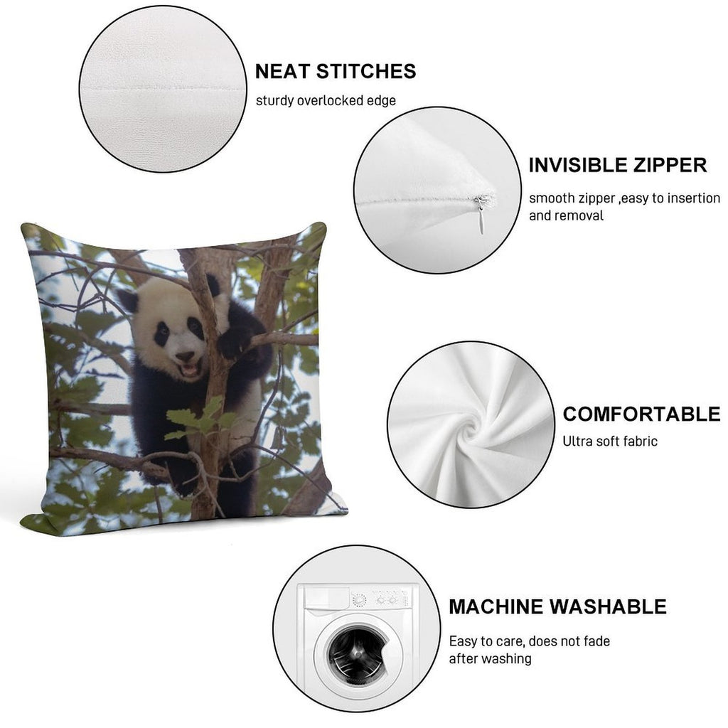 Baby Panda Xiao Qi Ji at The National Zoo Soft High-Density Material Throw Pillow