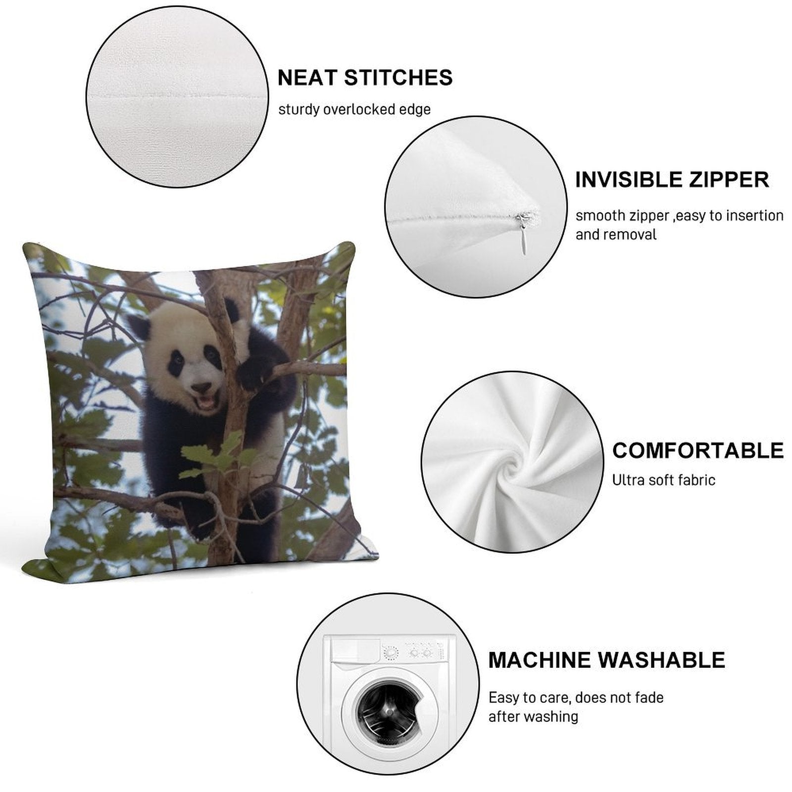 Baby Panda Xiao Qi Ji at The National Zoo Soft High-Density Material Throw Pillow