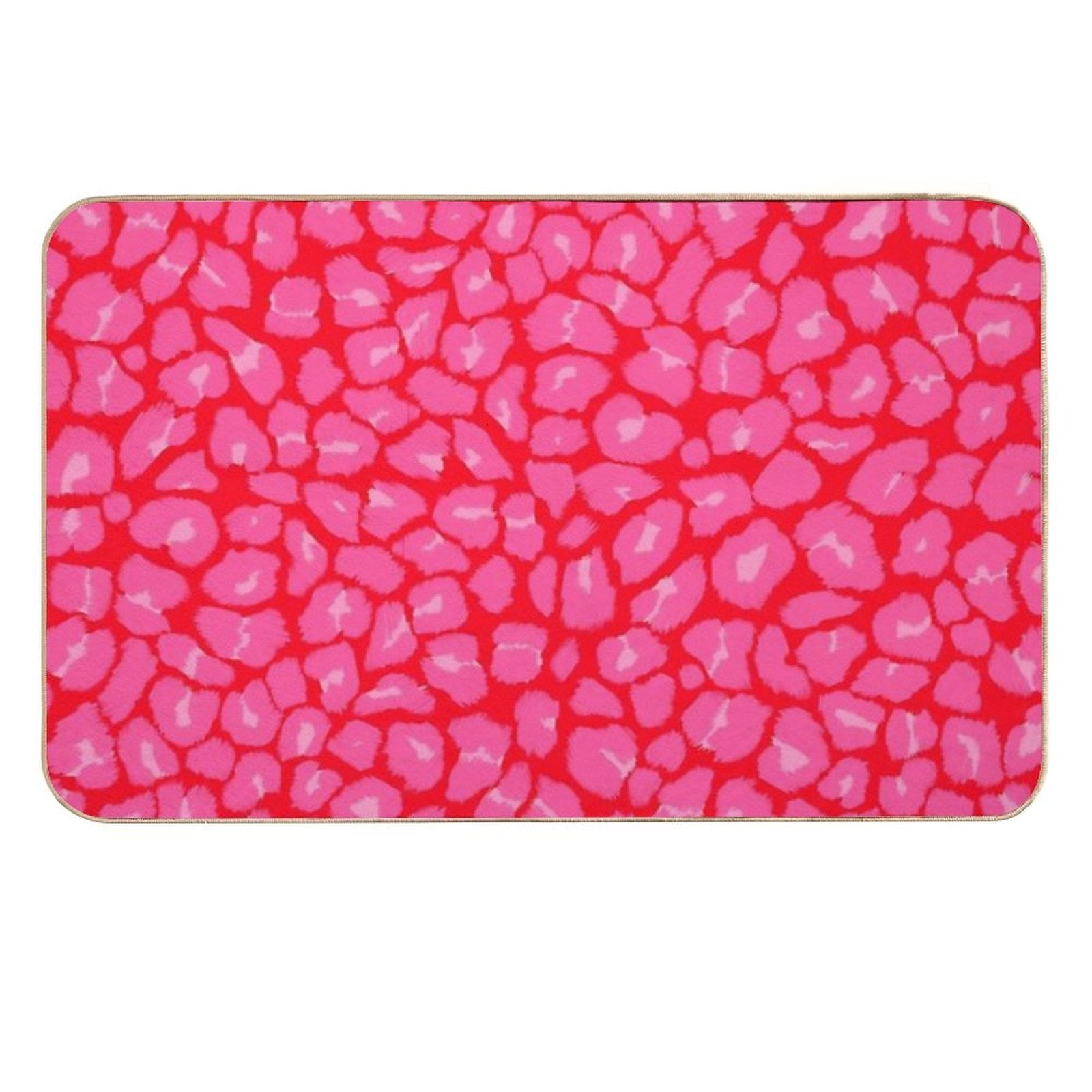 Leopard Print Pink And Red Colours  Eco-Friendly Bath Mat