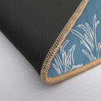 Asthetic White Plants on Blue Pattern  Absorbent Bath Mat