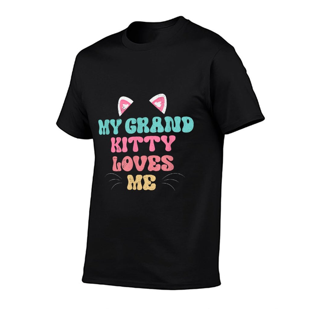 My Grandkitty Loves Me Cat Grandma Kitty Grand Kitty Groovy Men Women  Eco-friendly Material T-Shirt
