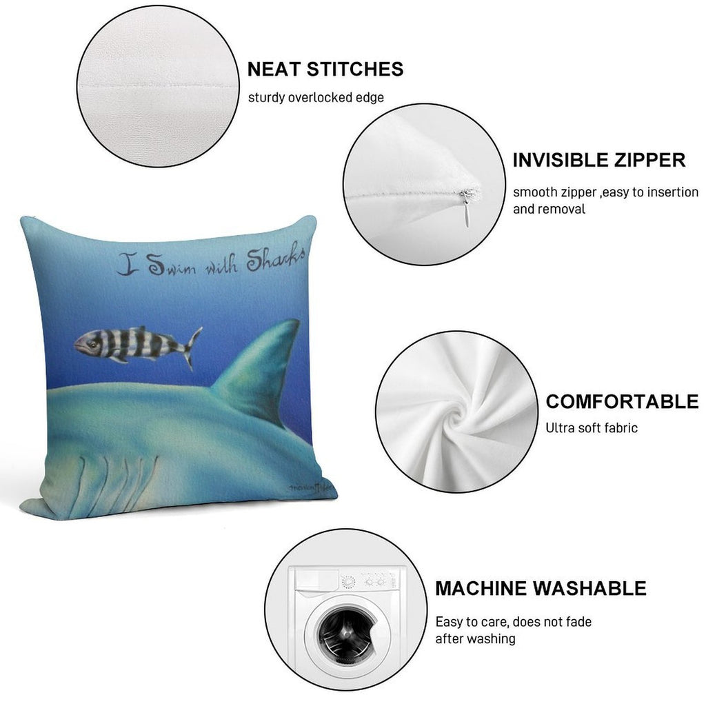 Pilot Fish I Swim with Sharks Soft Multiple Sizes Throw Pillow
