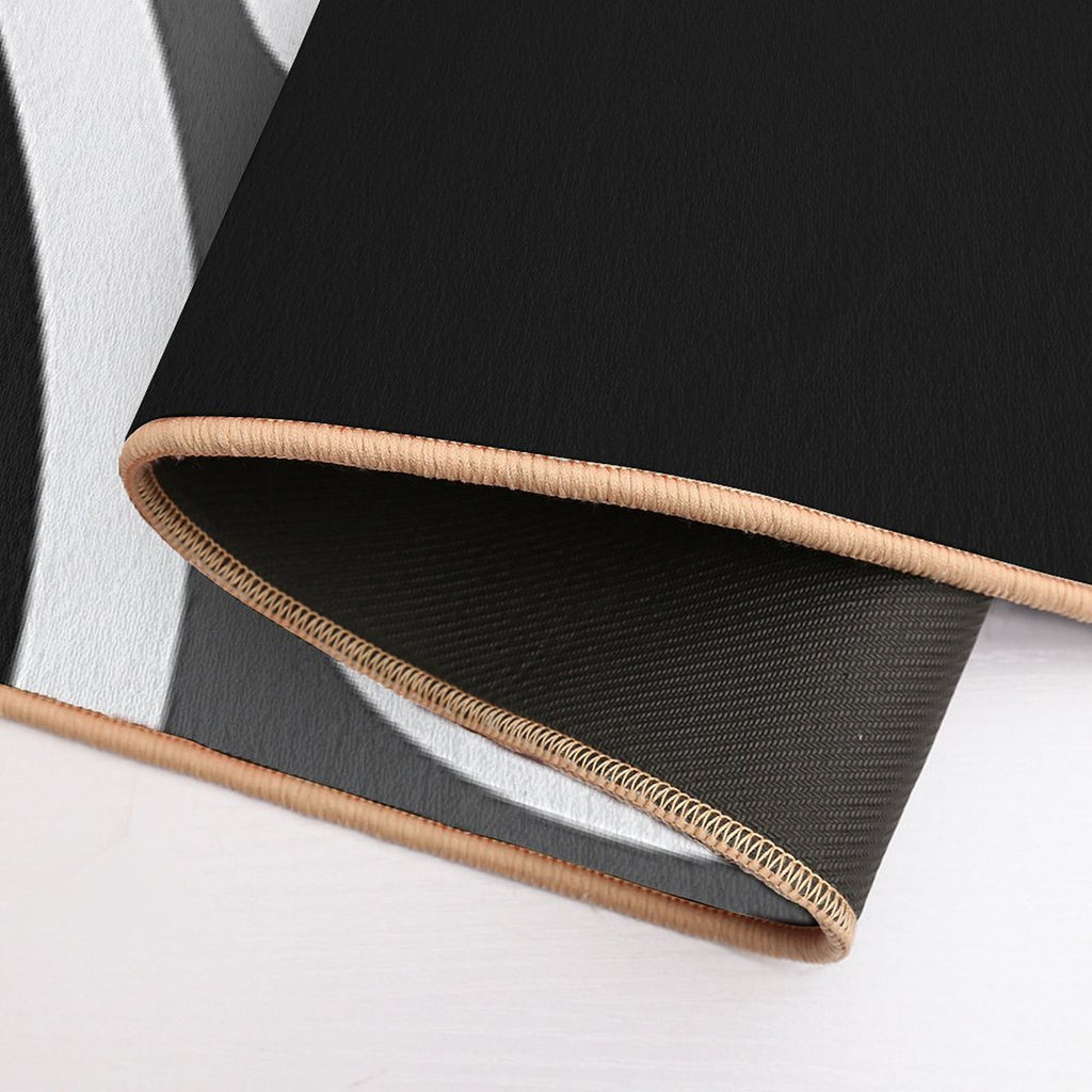 Black White And Grey Oval Pattern  Easy Maintenance Bath Mat