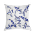 Blue And White Koi Fish Artwork – Zen Wall Decor for Home & Office Soft Decorative Cover Throw Pillow