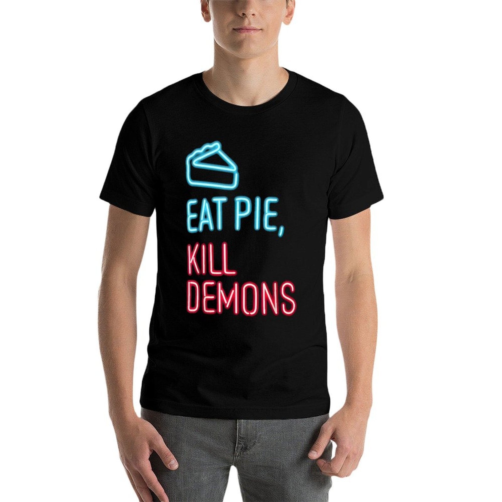 Eat Pie Kill Demons - Supernatural  Cotton T-Shirt