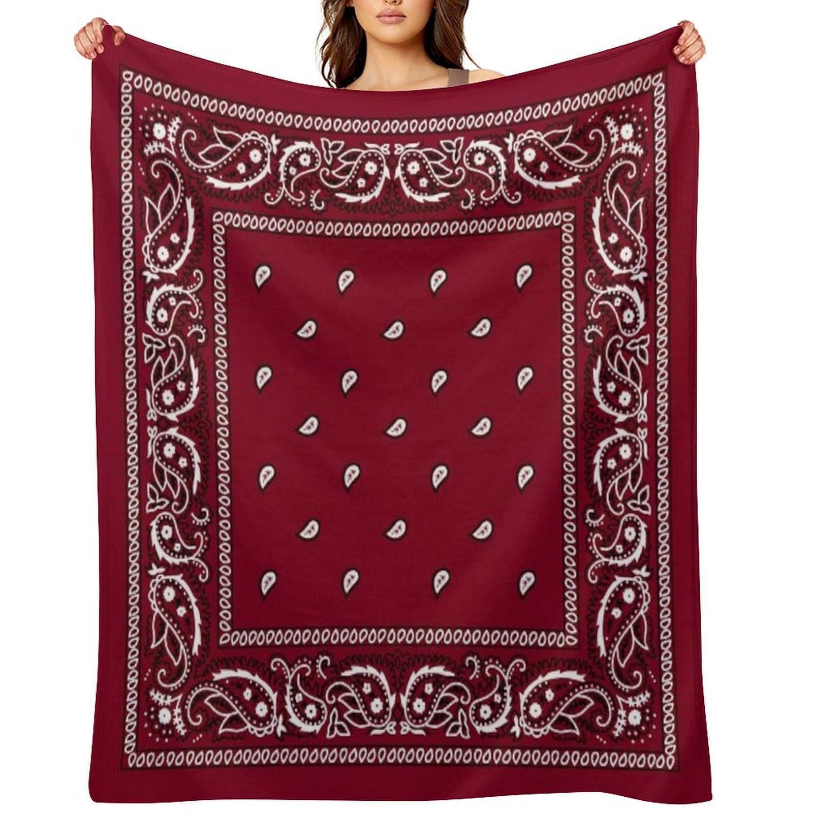 Bandana Burgundy Gift-ready Throw Blanket
