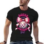 Sister Of The Birthday Girl Family Pink Coquette Bow Disco  Vintage-inspired T-Shirt