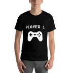 Player 1  2 Matchings for Video Gamers  Ribbed Collar T-Shirt