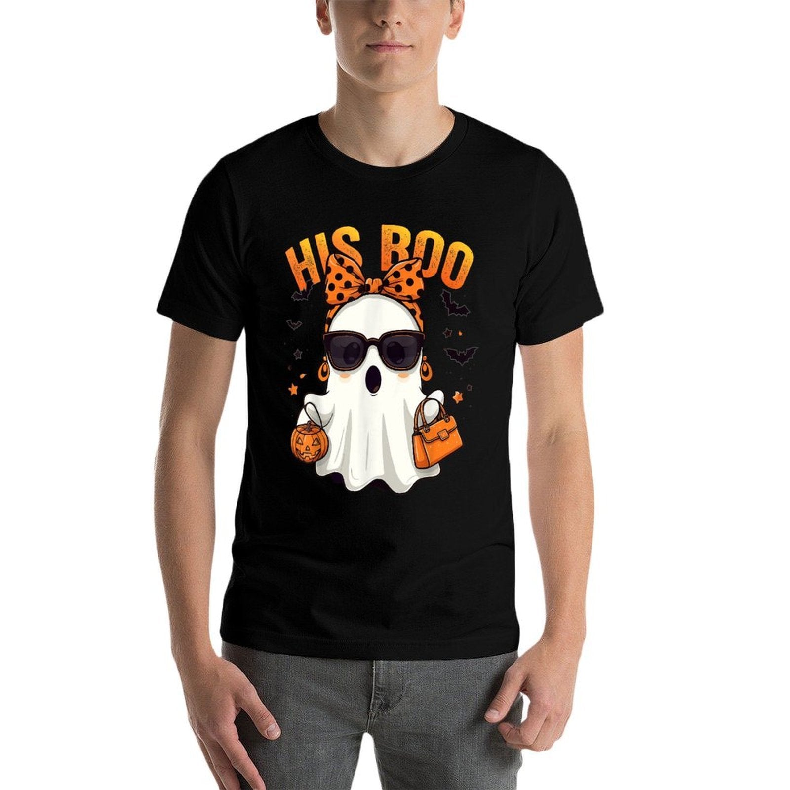 Her Boo His Boo Funny Ghost Matching Couples Halloween 2024  Affordable Price T-Shirt