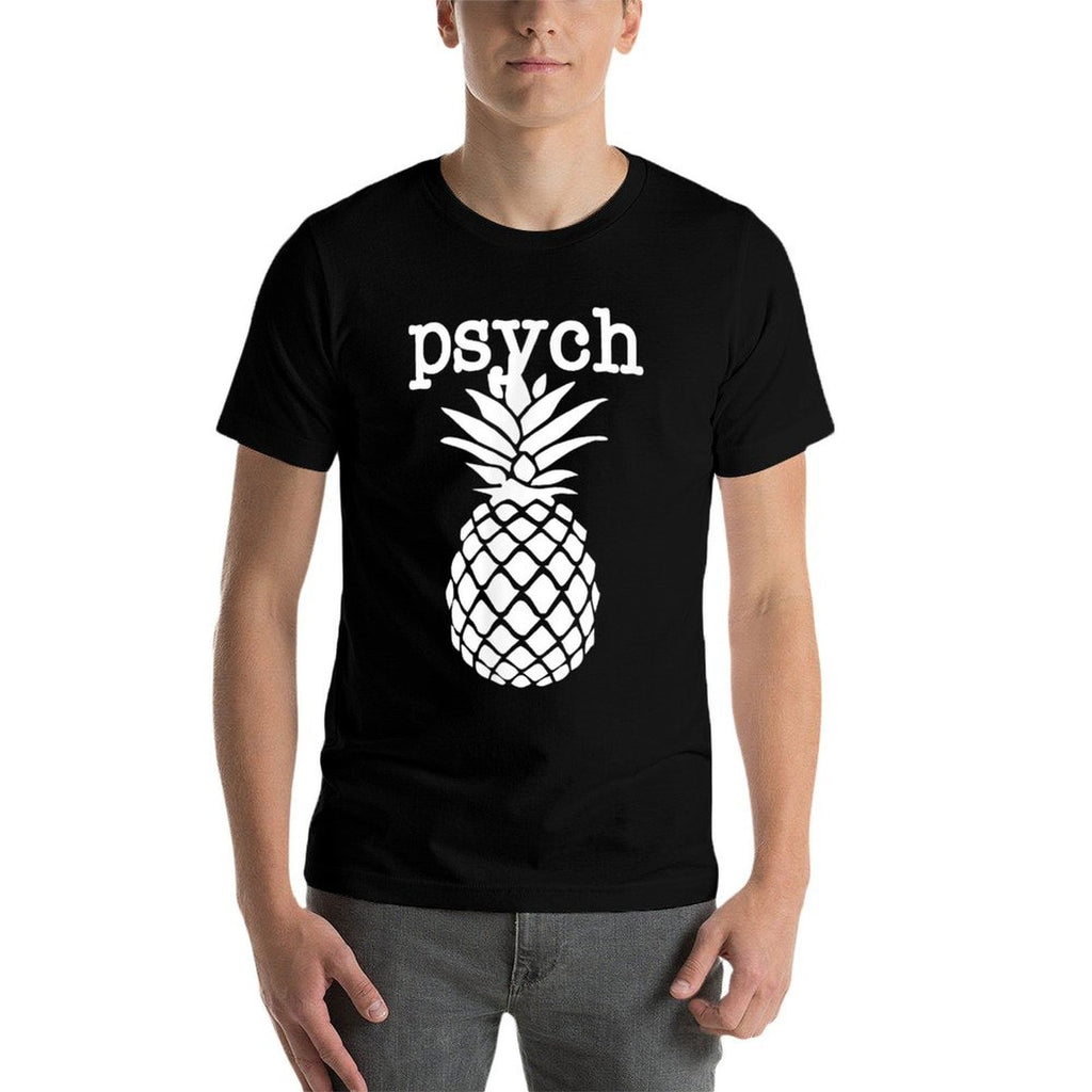 Mens Psych Pineapple Fruit Funny Graphic White  Summer-ready Fabric T-Shirt