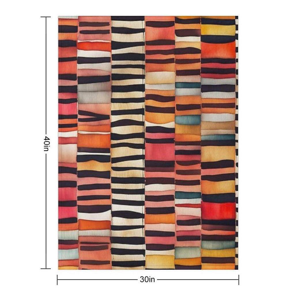 Etchnic Scandinavian Pattern - Watercolor Painting - Abstract Tribal Ethnic Traditional Pattern - Black Stripes - Terracotta & E Versatility Throw Blanket