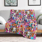 Bright Kitschy Stickerbomb Durable Throw Blanket