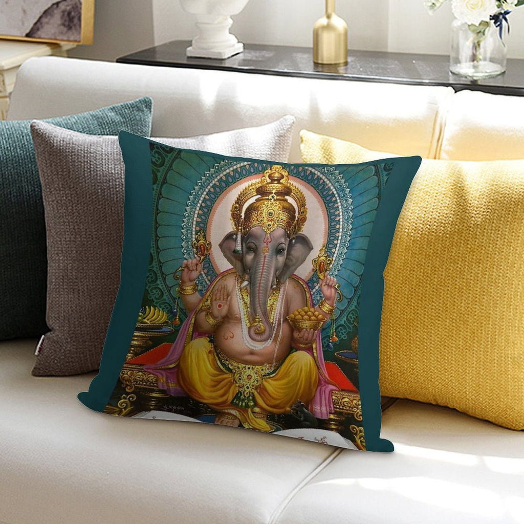 Lord Ganesha Indian Hindu Oriental Art Spiritual Soft Ultra-Soft Texture Throw Pillow