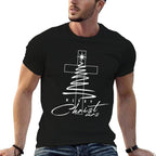 Christian Cross Jesus Merry Christmas Xmas Tree Holiday  Classic T-Shirt