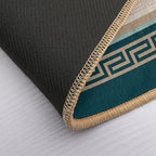 Greek Key - Meander - Taupe And Green  Absorbent Bath Mat