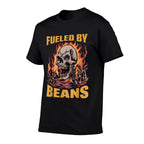 Fueled By Beans Funny Brainrot Cringe Skeleton Meme Flames  Graphic-printed T-Shirt