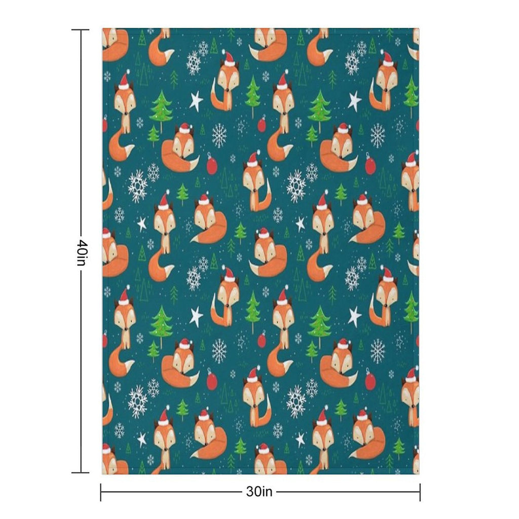 Winter Fox Christmas Holiday Lightweight Throw Blanket
