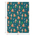 Winter Fox Christmas Holiday Machine-washable Throw Blanket