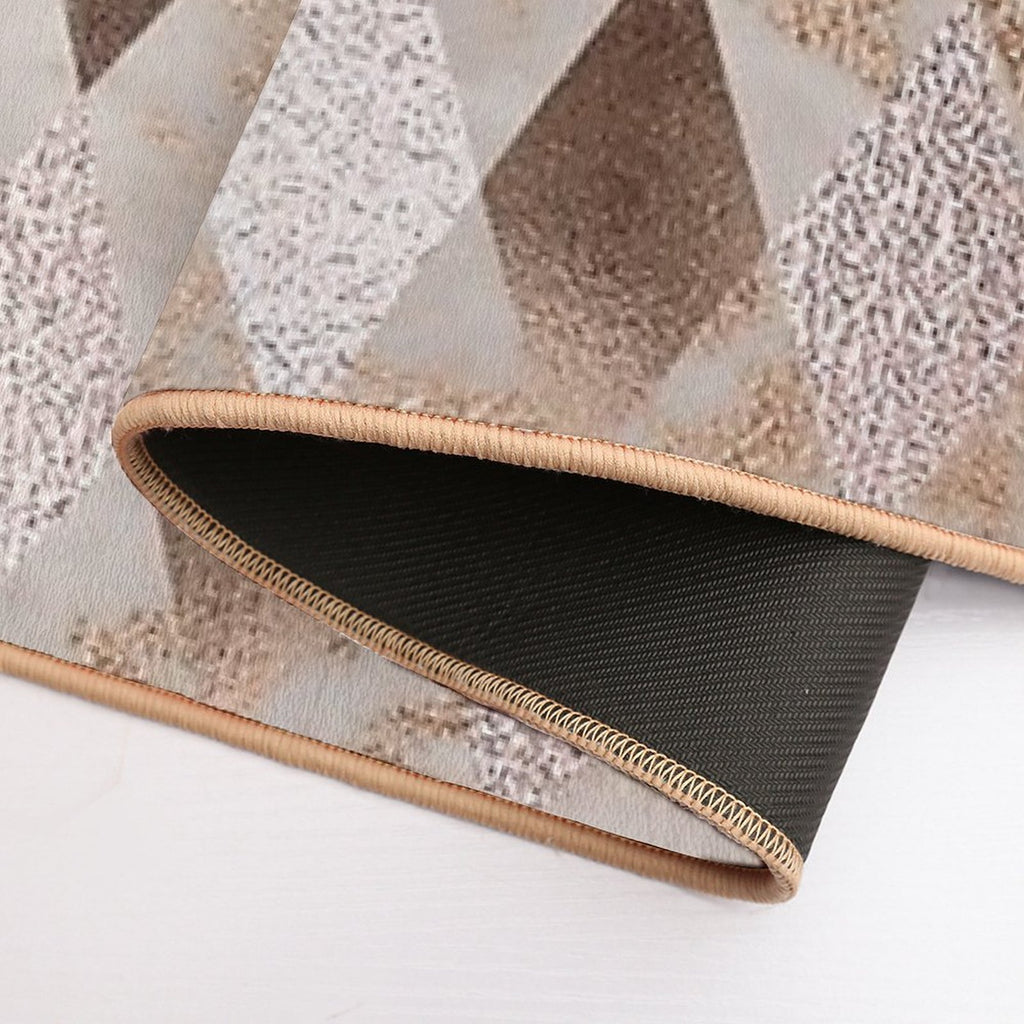 Small Copper And Blush Rose Gold Marble Argyle  Stain-Proof Bath Mat