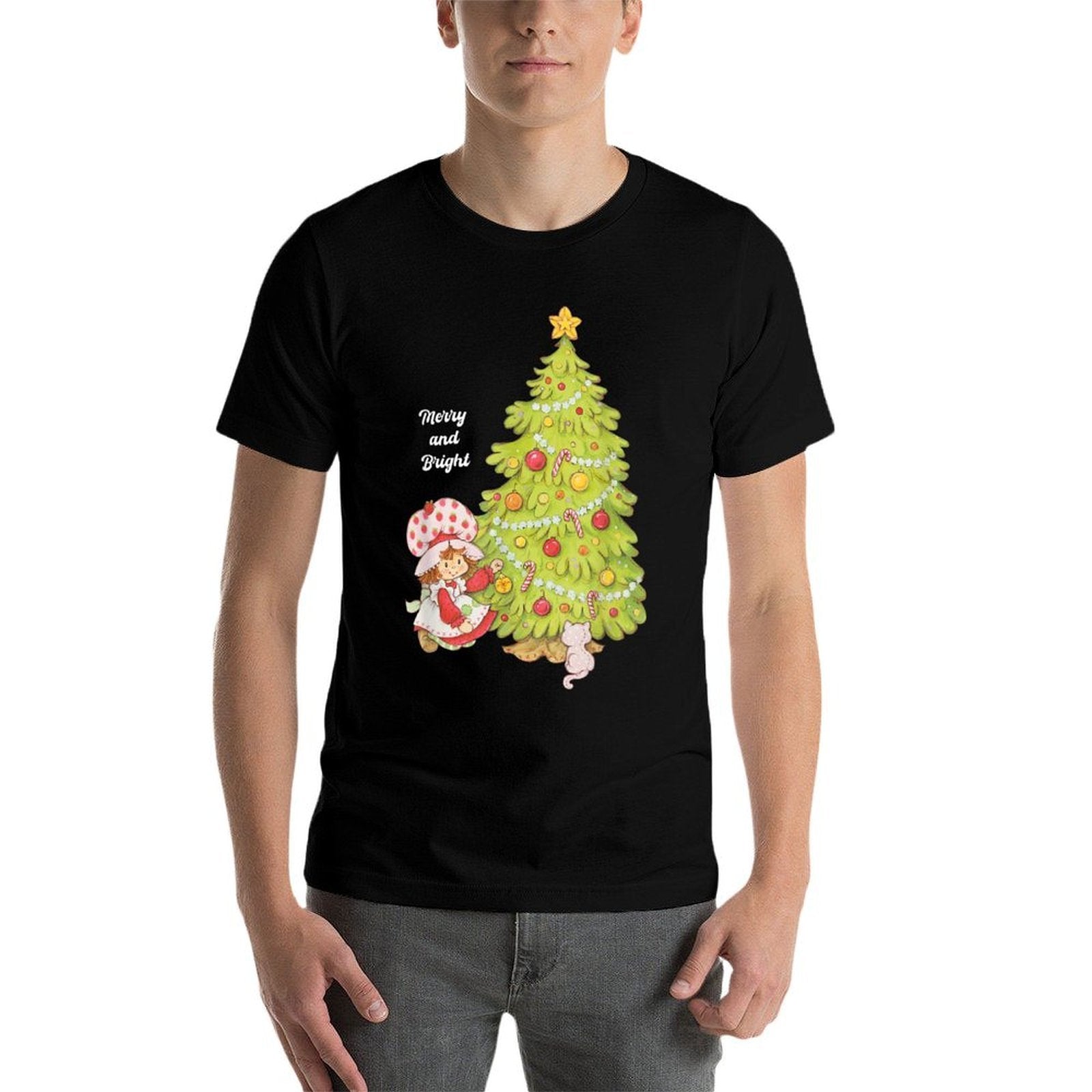 Strawberry Shortcake Merry Christmas Vintage Tree  Heathered Texture T-Shirt