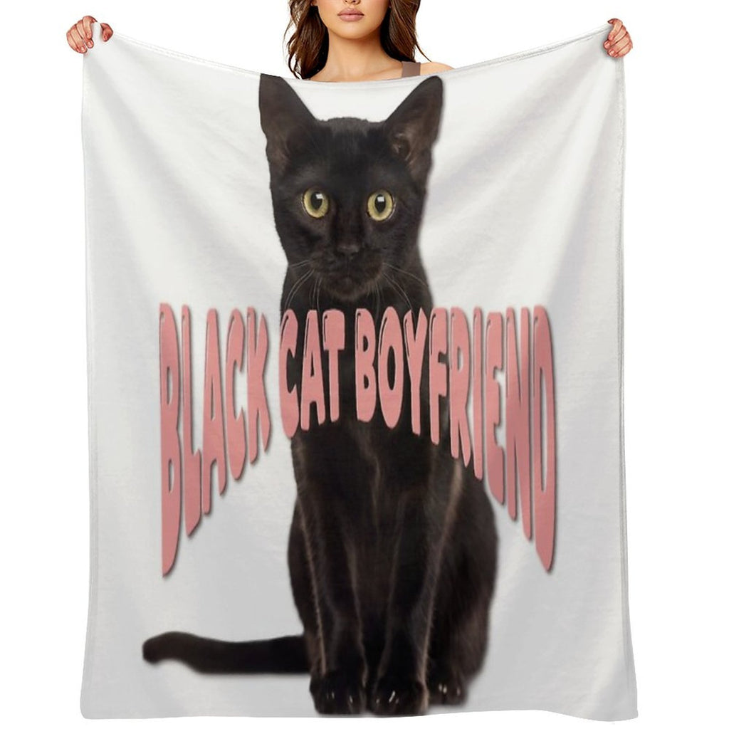 Black Cat Boyfriend Print All-season Throw Blanket