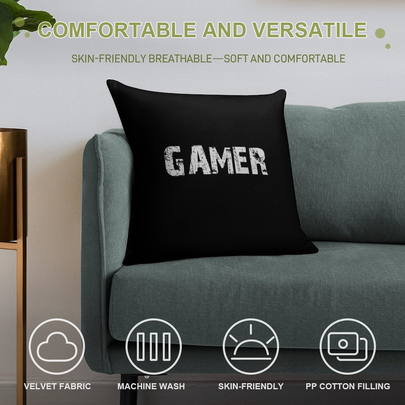 Gamer Soft High-Density Material Throw Pillow