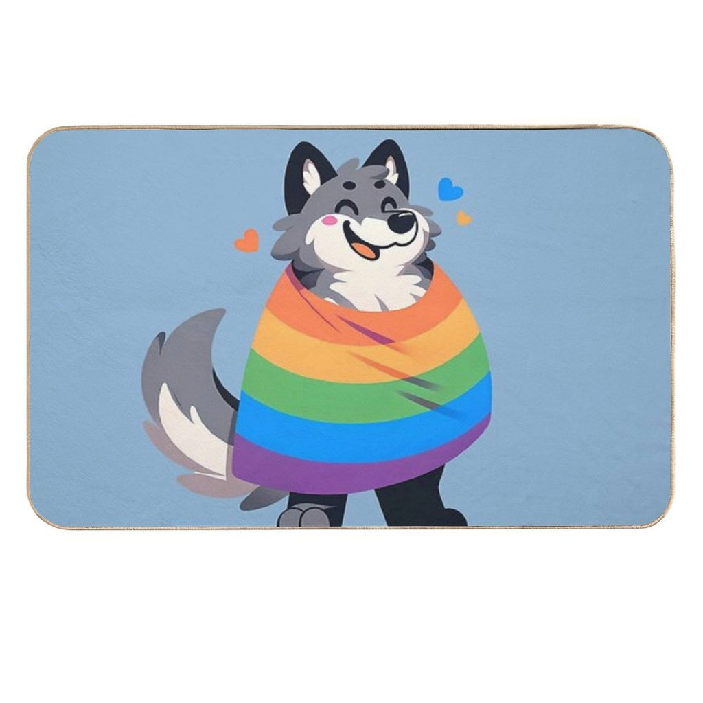 Comfy Womfy Furry Pride Wolf LGBTQ Rainbow Durable Bath Mat