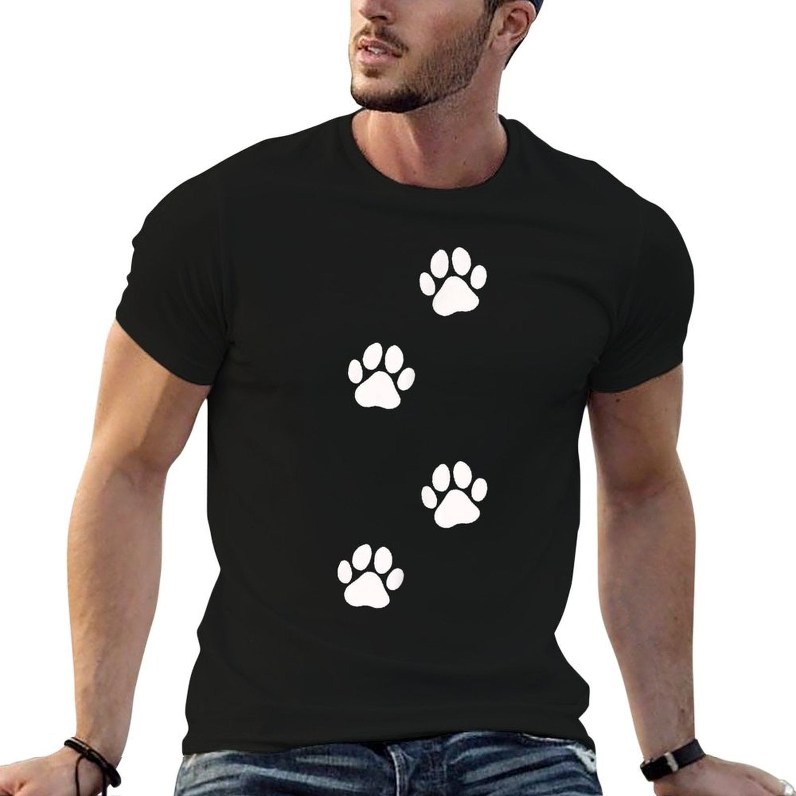 Paw Print Dog Cat Pet Lover for Men Women Girls Kids  Heathered Texture T-Shirt