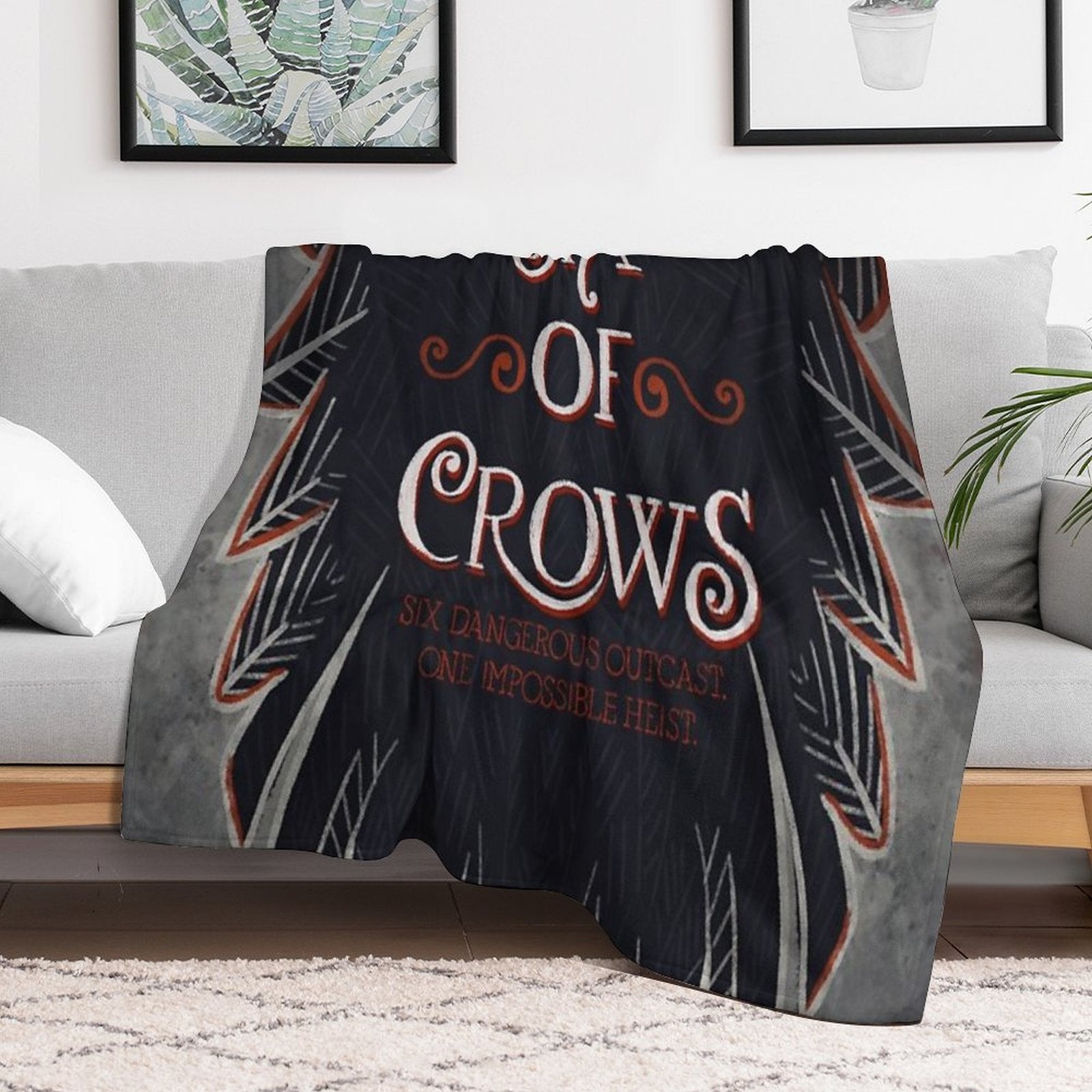 Six of Crows Book Cover Sustainable Throw Blanket