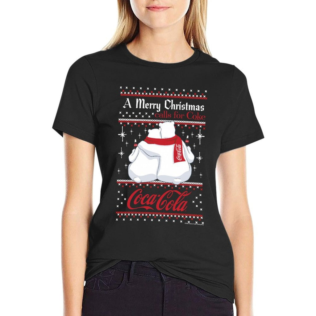 Coca-Cola Polar Bears A Merry Christmas Calls For Coca-Cola Sweatshirt  Trendy Pattern T-Shirt