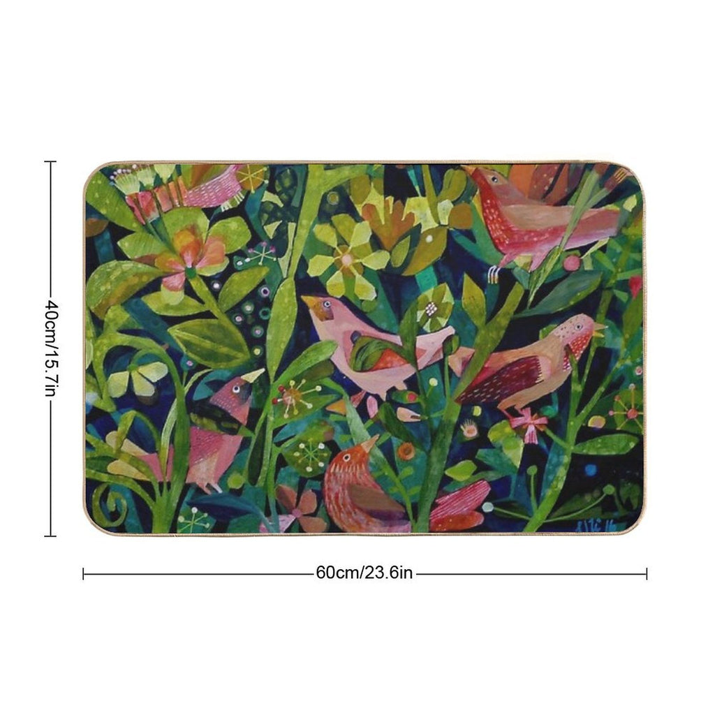 Three Pink Birds  Easy Maintenance Bath Mat