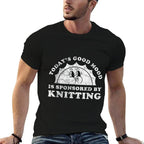Funny Cute Retro Vintage Knitting  Rolled Sleeves T-Shirt