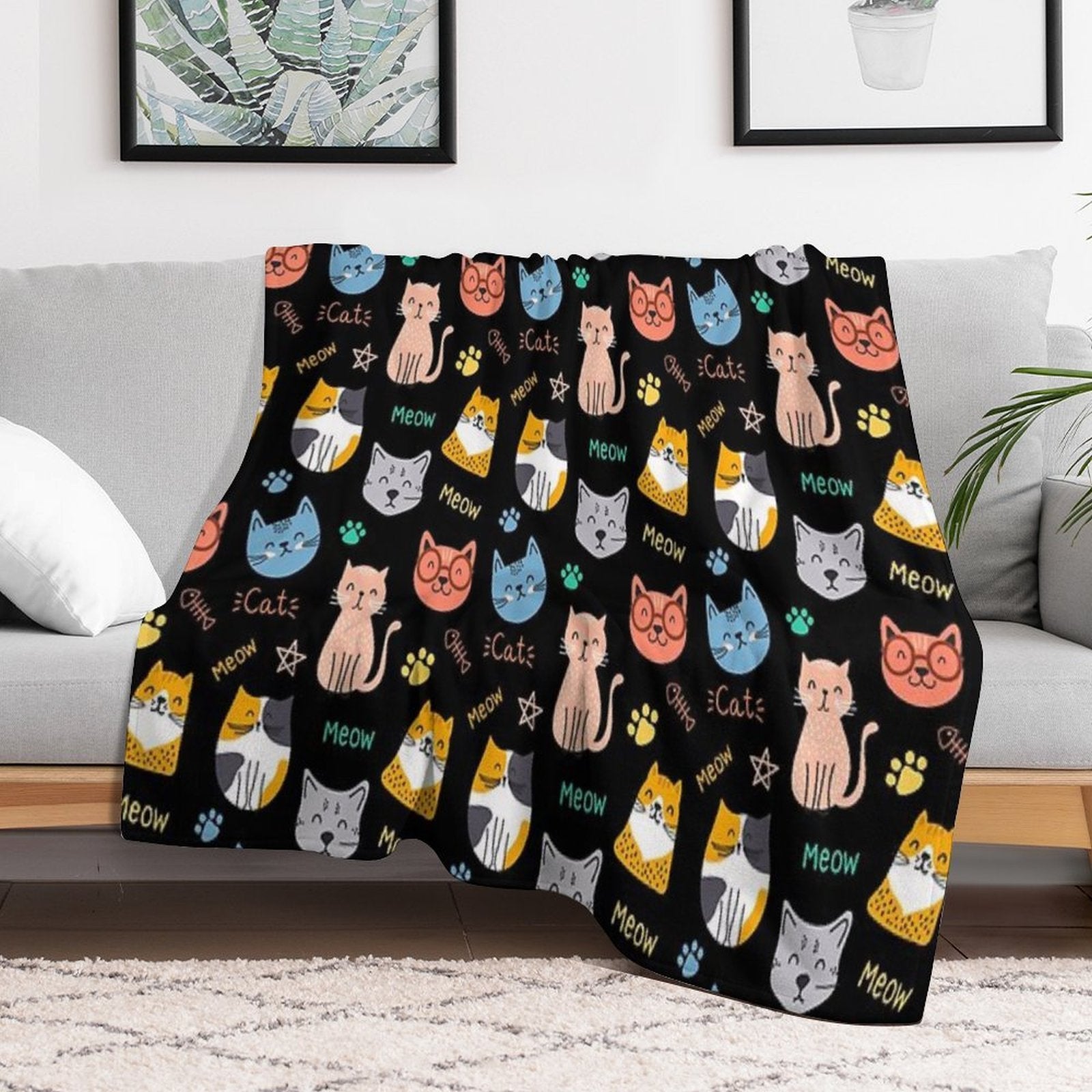 Cats Cats Wrinkle-free Throw Blanket