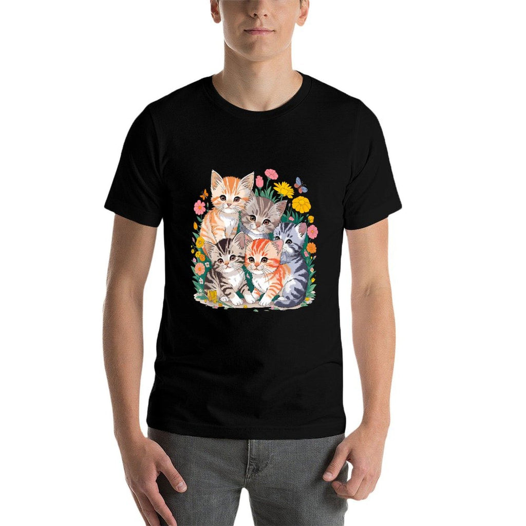 Kittens Floral Cat Men Women Girls Kids  Trendy Pattern T-Shirt