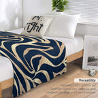Elegant Navy Blue Gold Zebra Print Wrinkle-free Throw Blanket