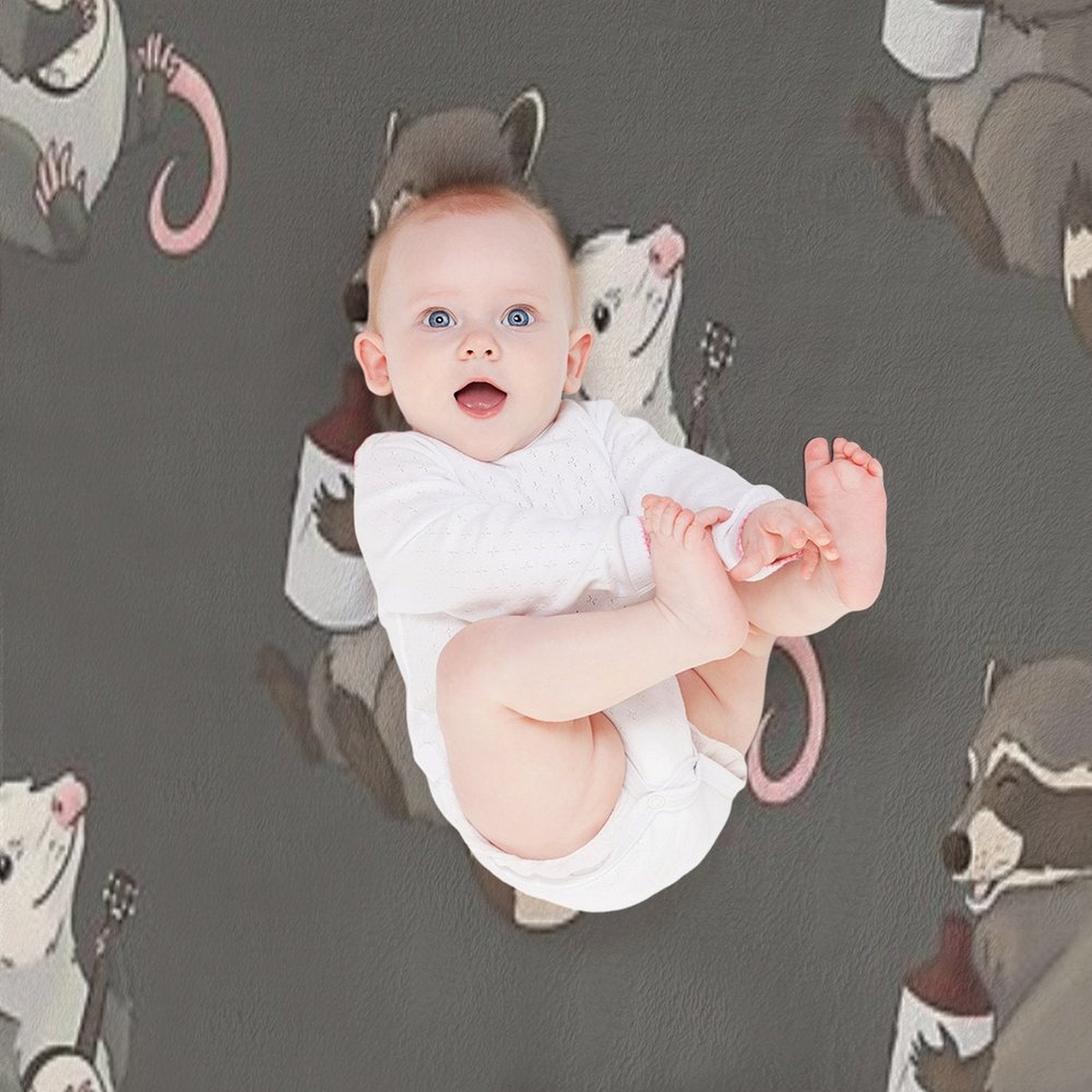 Opossum And A Racoon Playing Instruments Easy Care Throw Blanket