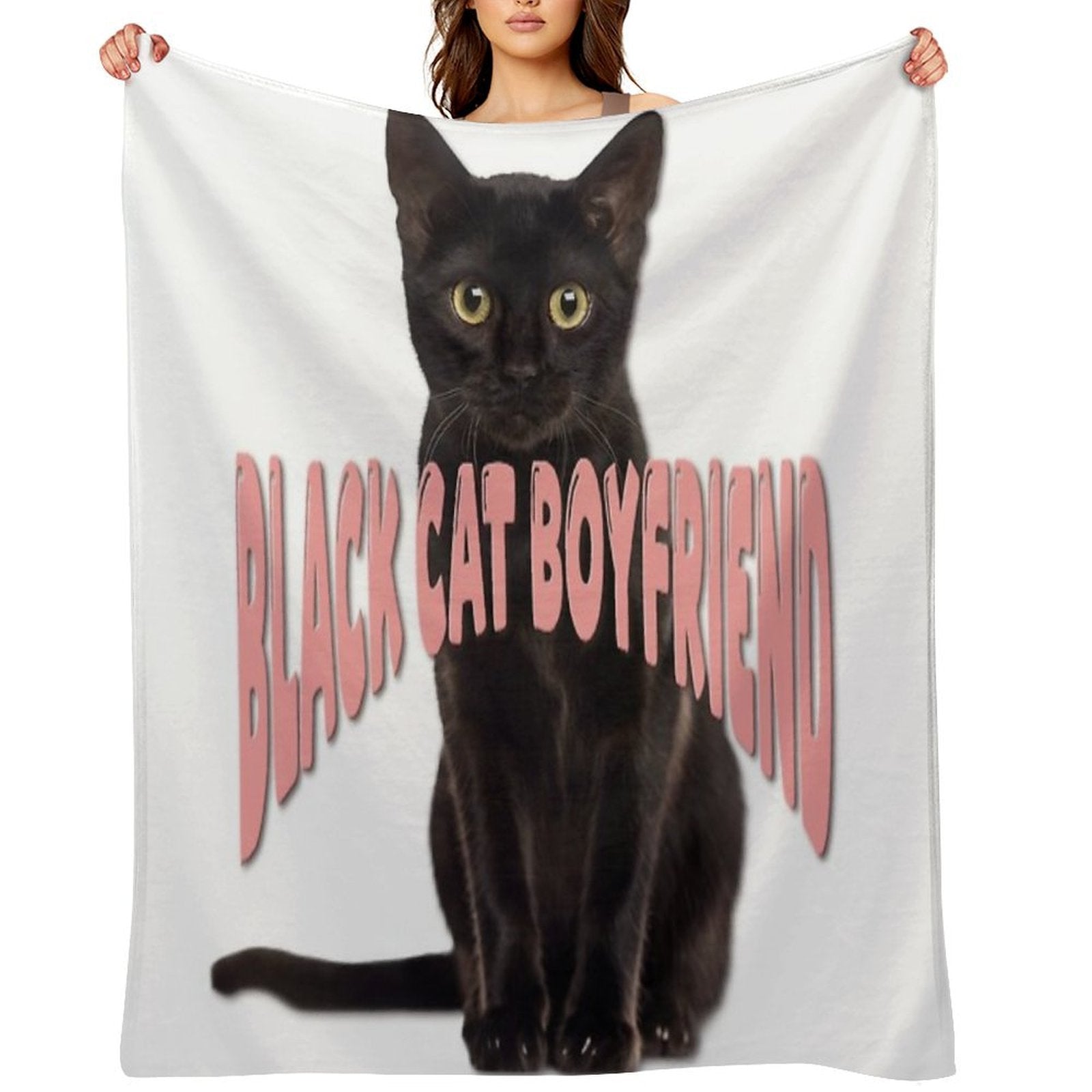Black Cat Boyfriend Print Gift-ready Throw Blanket