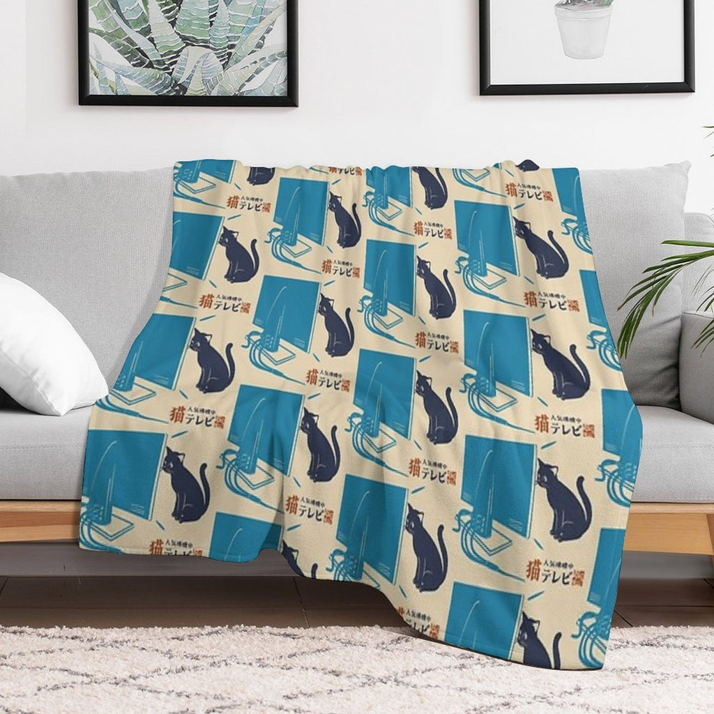 Cat TV Velvety-soft Throw Blanket