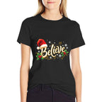 Christmas Believe Santa Claus Believe Christmas  Heathered Texture T-Shirt
