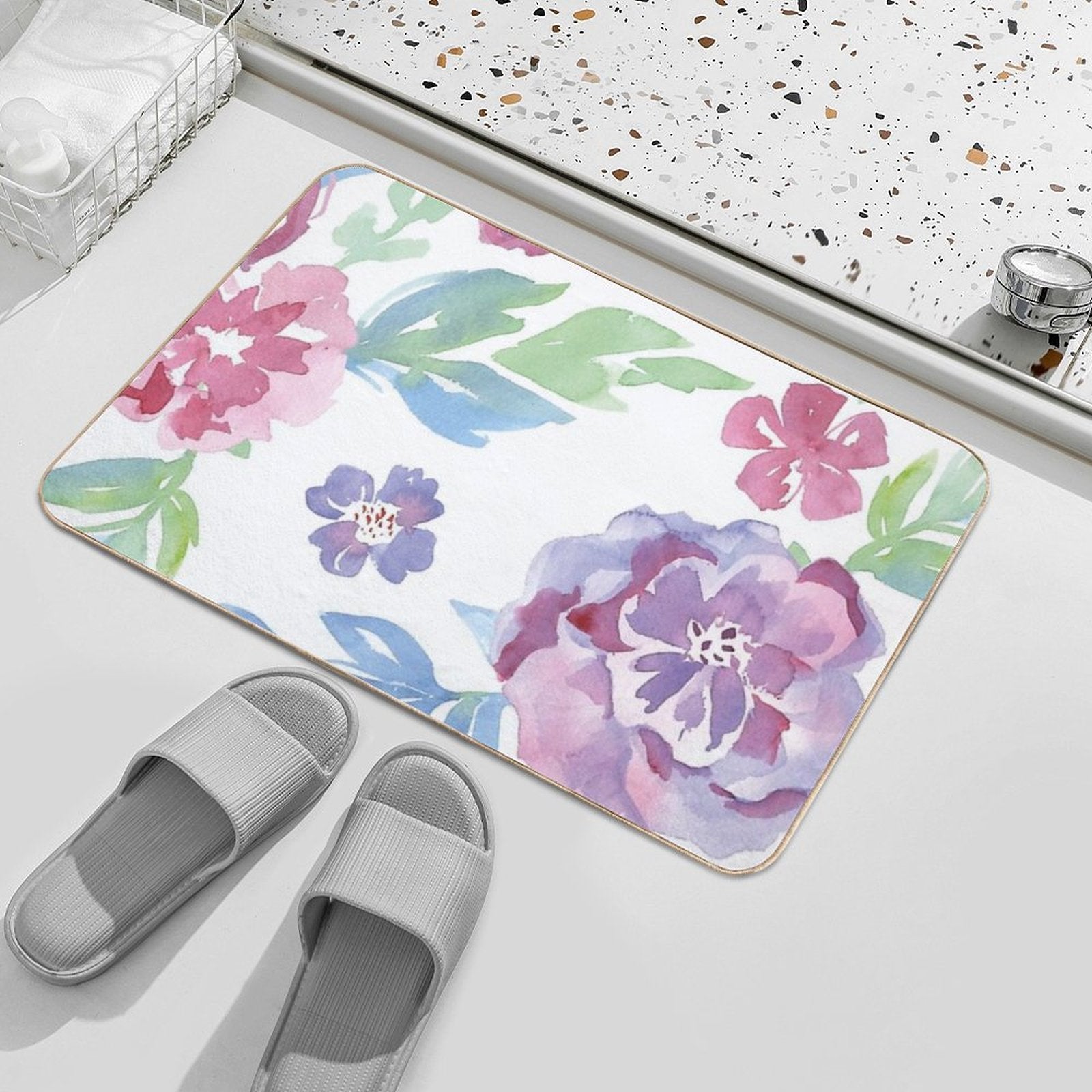 Watercolor Garden Durable Bath Mat