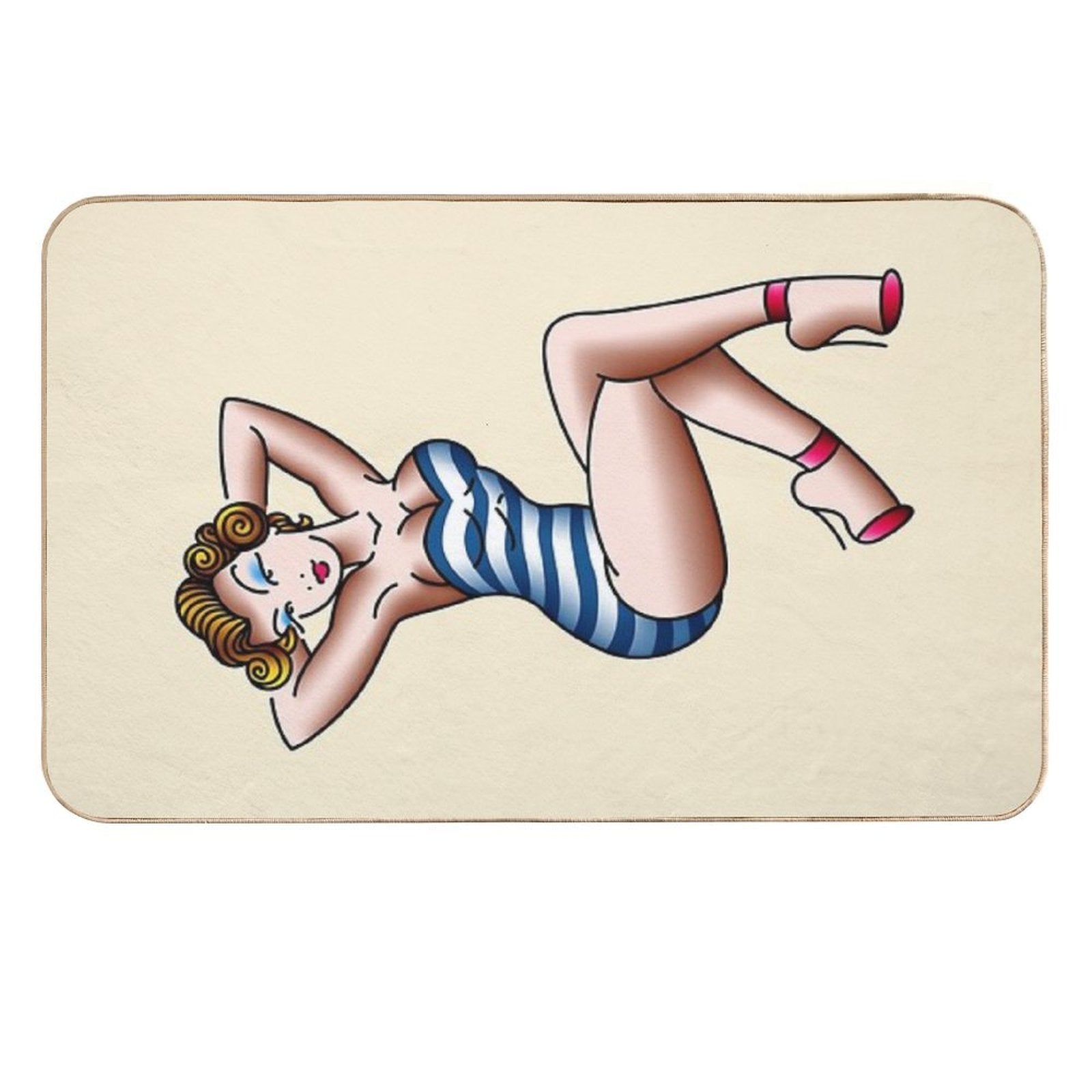 Salty-Dog American Traditional Pin-up Beach Girl Durable Bath Mat