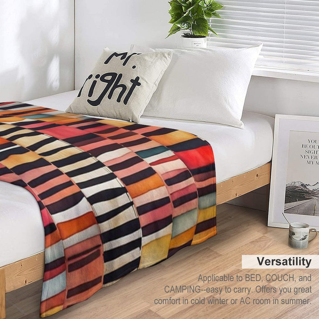 Etchnic Scandinavian Pattern - Watercolor Painting - Abstract Tribal Ethnic Traditional Pattern - Black Stripes - Terracotta & E Versatility Throw Blanket