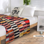 Etchnic Scandinavian Pattern - Watercolor Painting - Abstract Tribal Ethnic Traditional Pattern - Black Stripes - Terracotta & E Versatility Throw Blanket