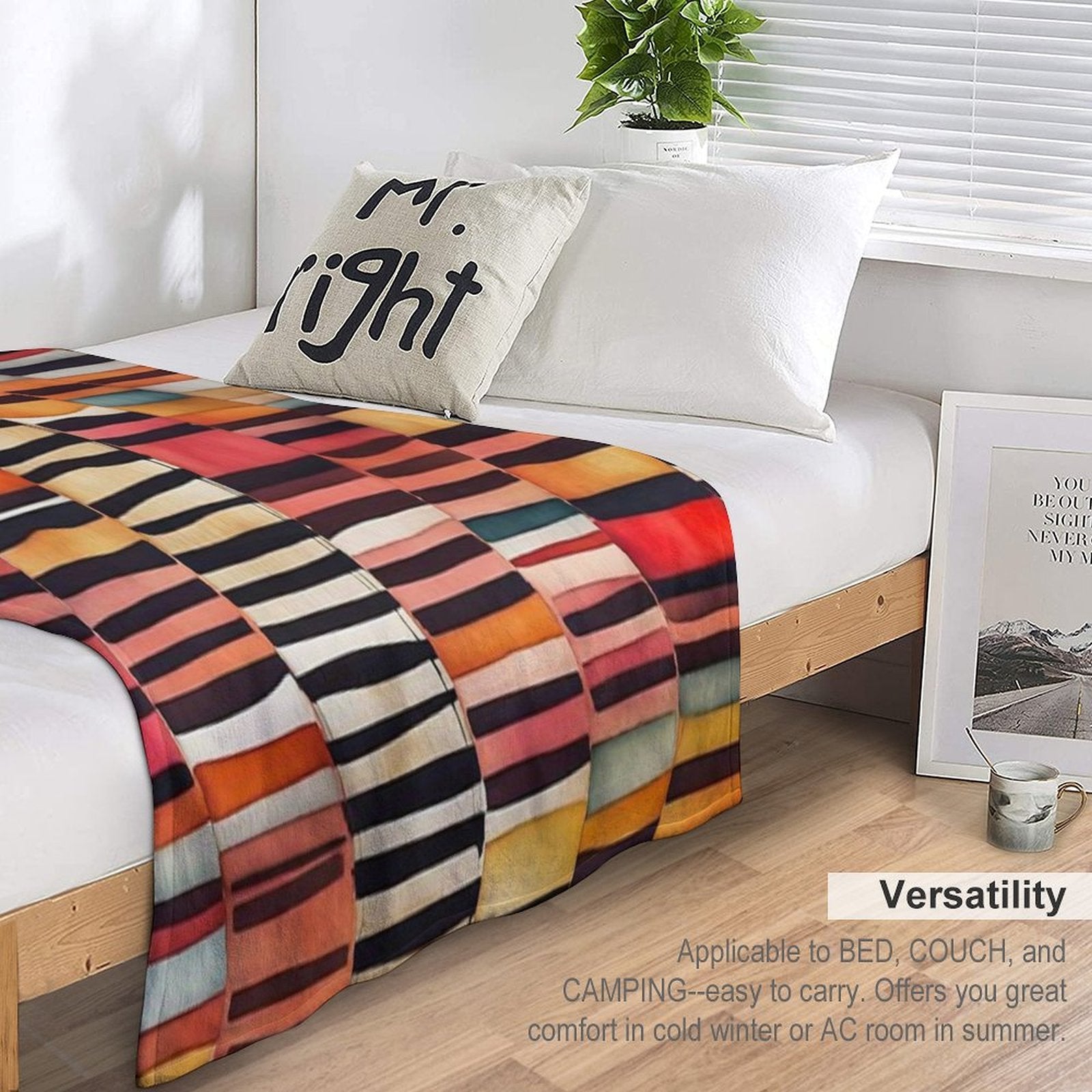 Etchnic Scandinavian Pattern - Watercolor Painting - Abstract Tribal Ethnic Traditional Pattern - Black Stripes - Terracotta & E Versatility Throw Blanket